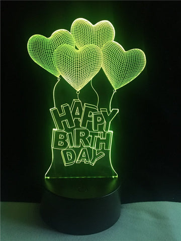 Image of Four Heart Happy 3D Illusion Lamp Night Light