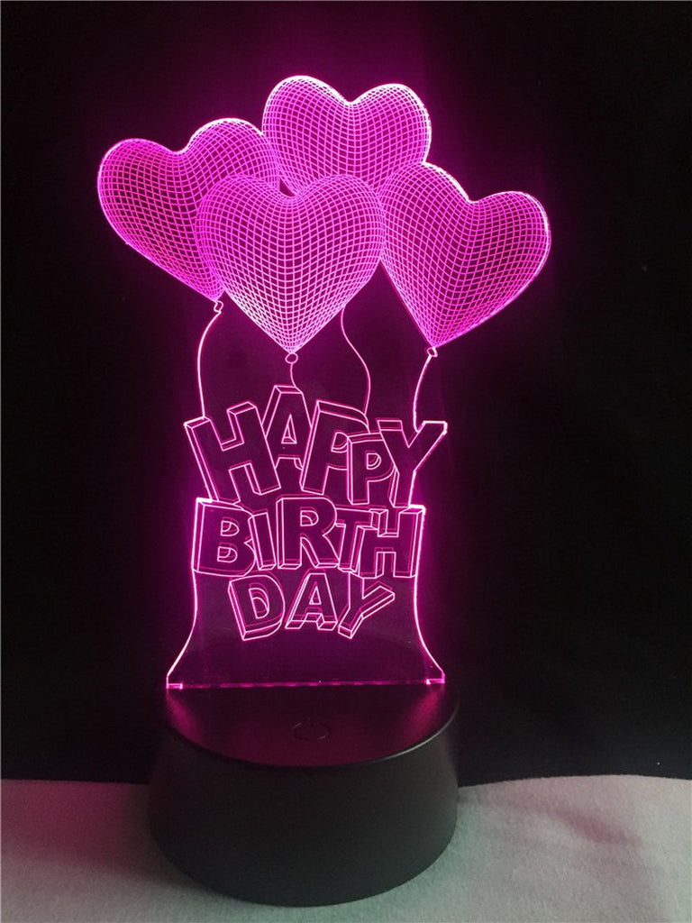 Four Heart Happy 3D Illusion Lamp Night Light