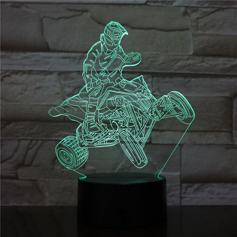 Image of Four-wheel Racing Motorcyclist 3D Illusion Lamp Night Light