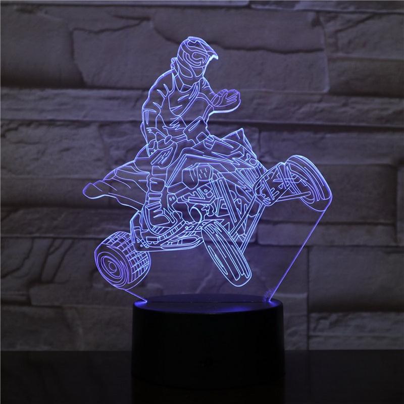 Four-wheel Racing Motorcyclist 3D Illusion Lamp Night Light