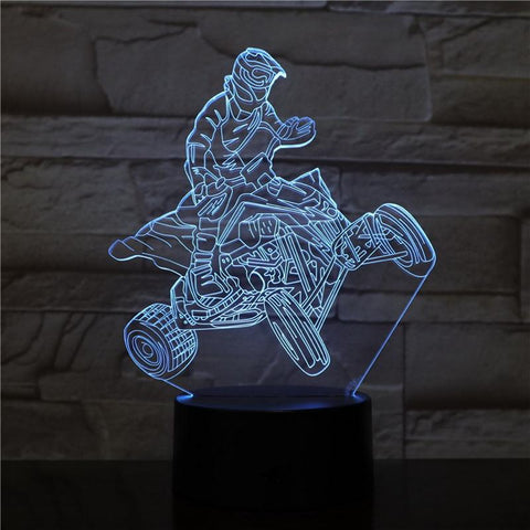 Image of Four-wheel Racing Motorcyclist 3D Illusion Lamp Night Light