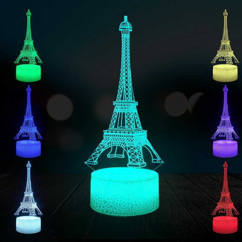 France Eiffel Tower 3D Illusion Lamp Night Light
