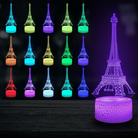 Image of France Eiffel Tower 3D Illusion Lamp Night Light