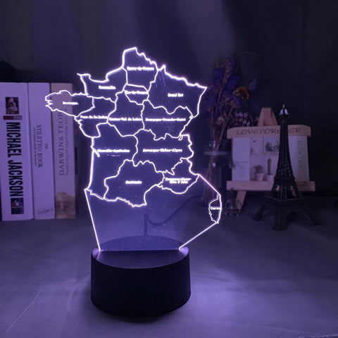 Image of France Map 3D Illusion Lamp Night Light