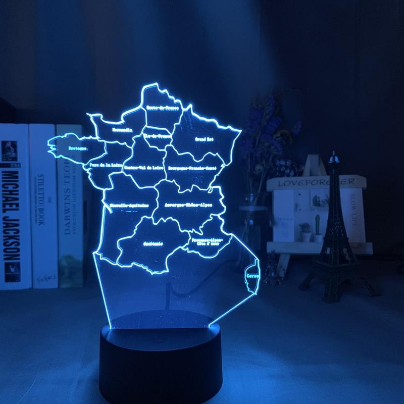 France Map 3D Illusion Lamp Night Light