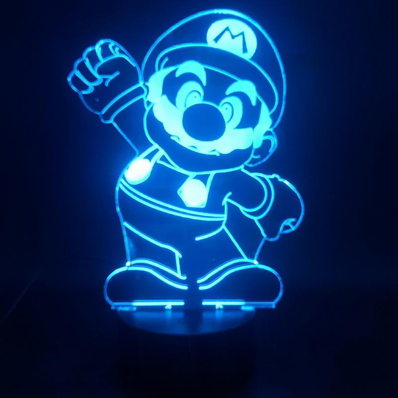 Game Mario Greeting Lovely 3D Illusion Lamp Night Light