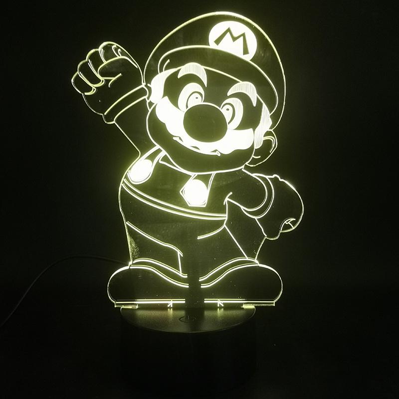 Game Mario Greeting Lovely 3D Illusion Lamp Night Light