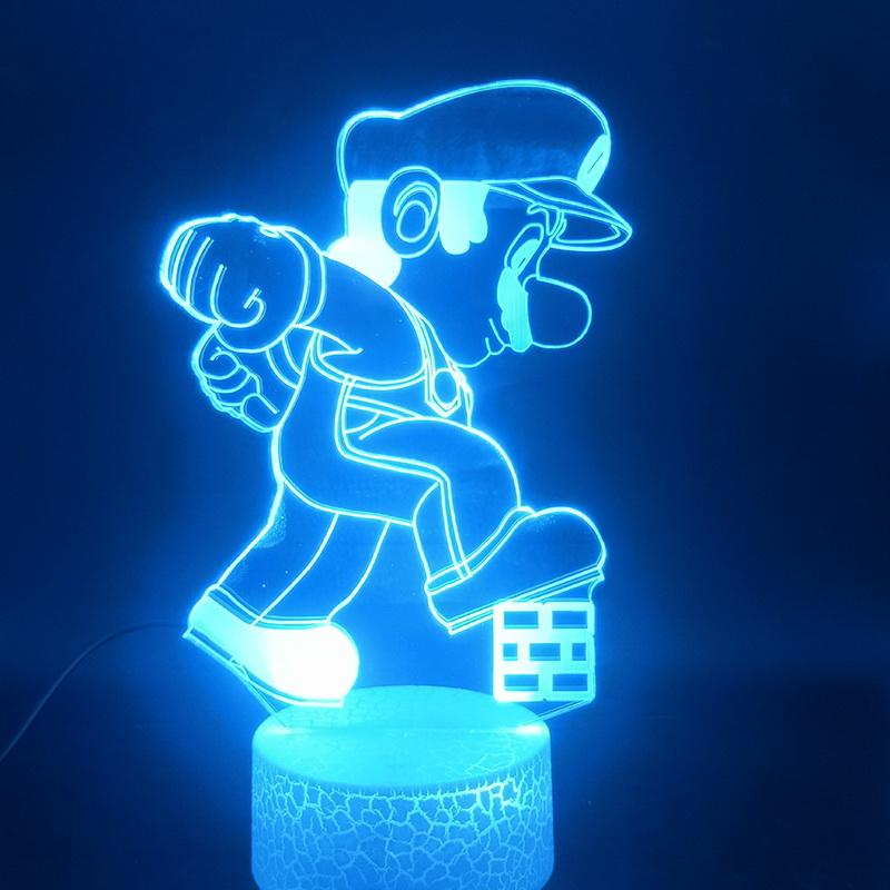 Game Mario Stepped on The Brick 3D Illusion Lamp Night Light