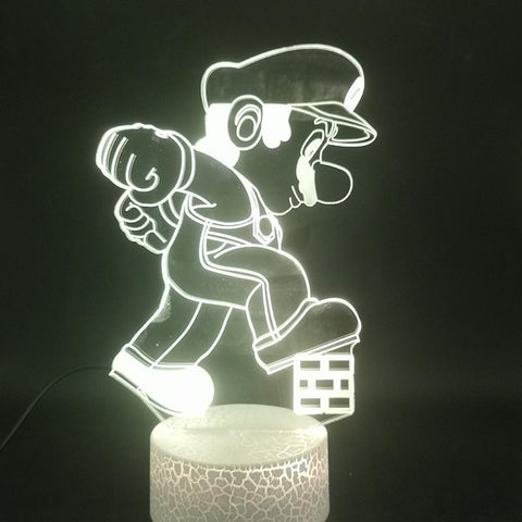 Image of Game Mario Stepped on The Brick 3D Illusion Lamp Night Light