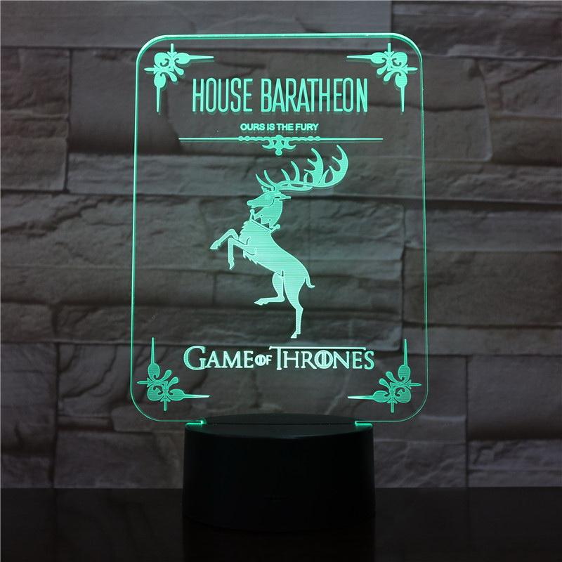 Game of Throne House Baratheon 3D Illusion Lamp Night Light