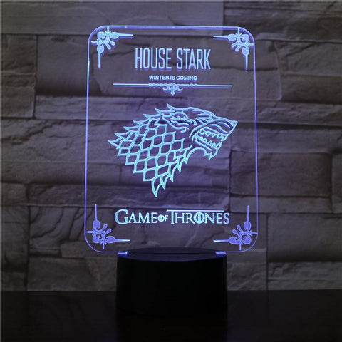 Image of Game of Throne House Stark Dragon 3D Illusion Lamp Night Light