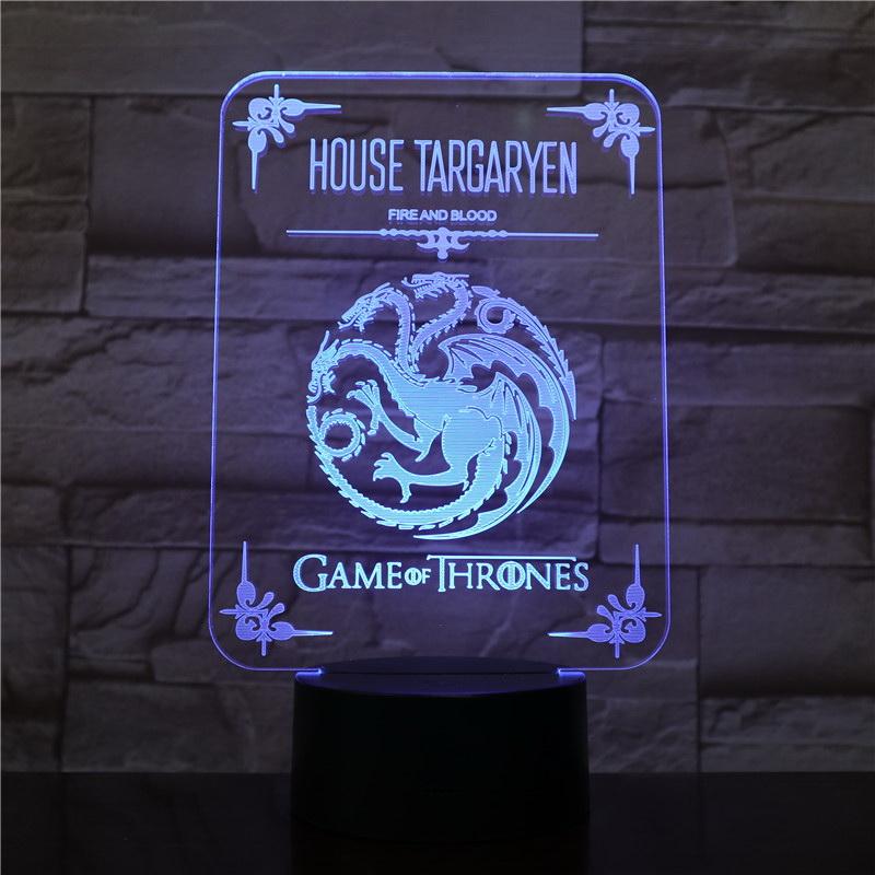 Game of Throne House Targaryen 3D Illusion Lamp Night Light