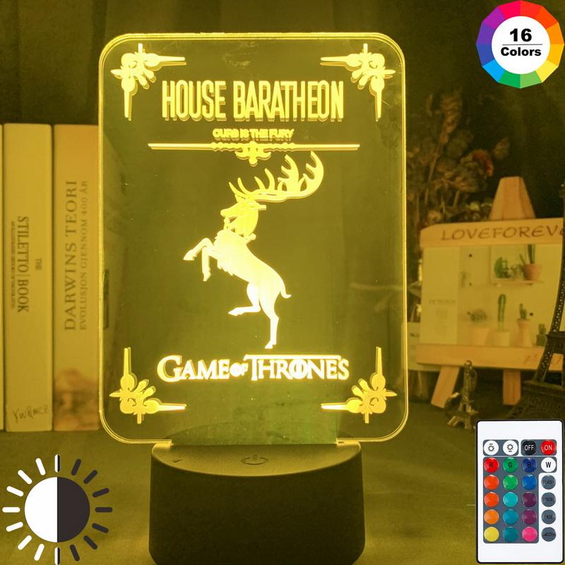Game of Thrones House Baratheon Family Emblems 3D Illusion Lamp Night Light