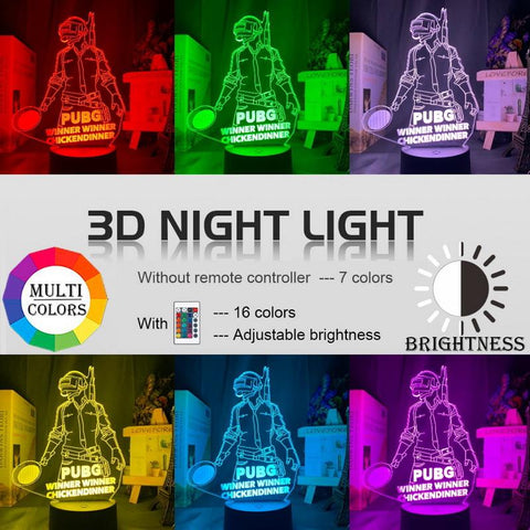 Image of Game PlayerUnknowns Battlegrounds 3D Illusion Lamp Night Light