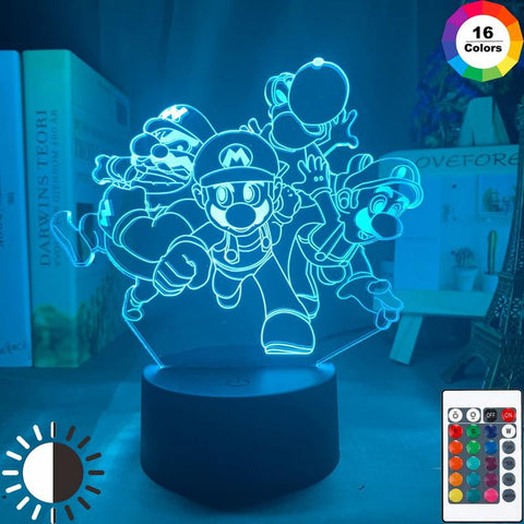 Image of Game Super Mario Bros and Yoshi 3D Illusion Lamp Night Light