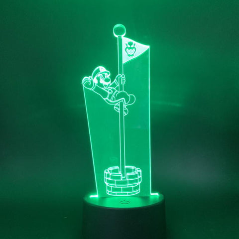 Image of Game Super Mario The Goal Pole Flag 3D Illusion Lamp Night Light