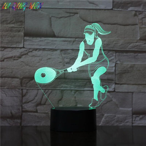Image of Girl Tennis Player Women Figure 3D Illusion Lamp Night Light