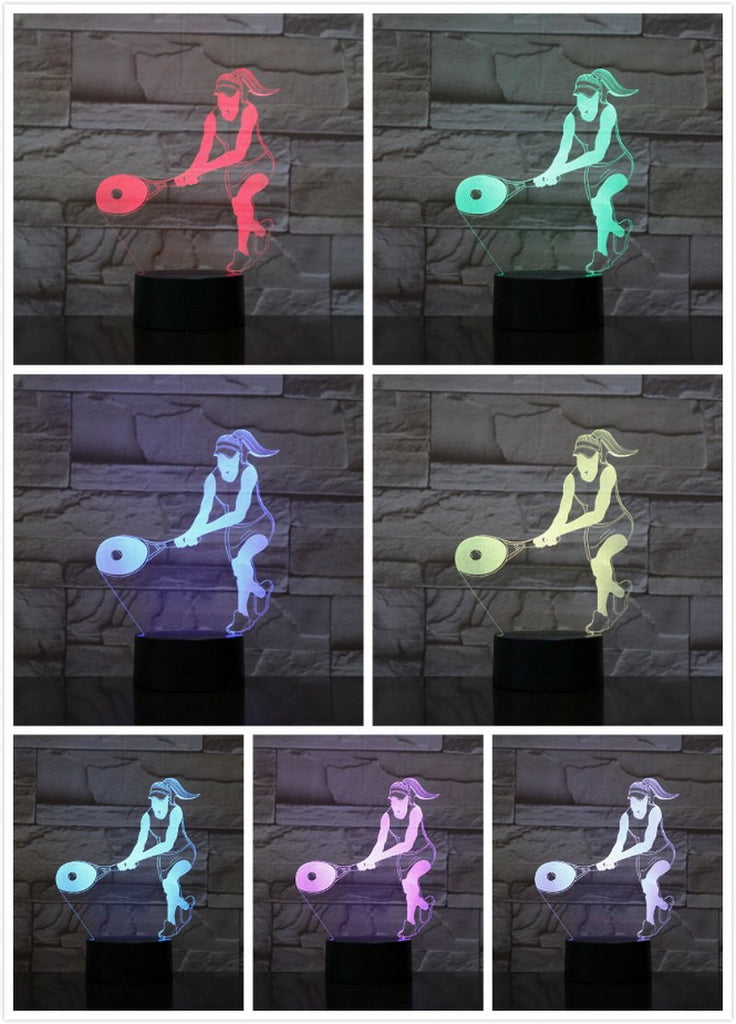 Girl Tennis Player Women Figure 3D Illusion Lamp Night Light