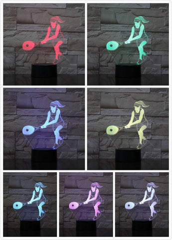 Image of Girl Tennis Player Women Figure 3D Illusion Lamp Night Light