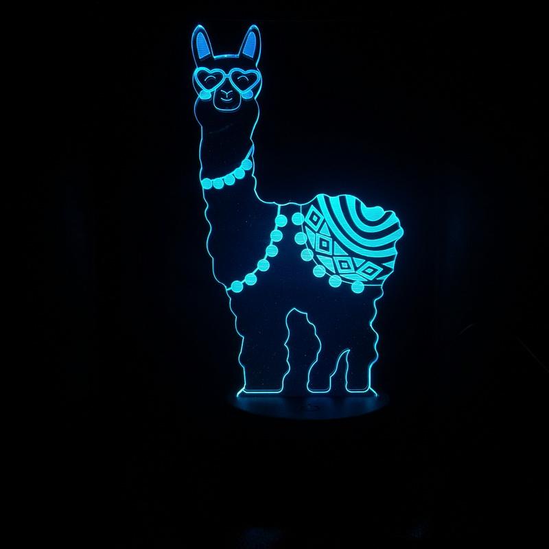 Grass Mud Horse Alpaca Sensor Room 3D Illusion Lamp Night Light