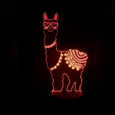 Image of Grass Mud Horse Alpaca Sensor Room 3D Illusion Lamp Night Light