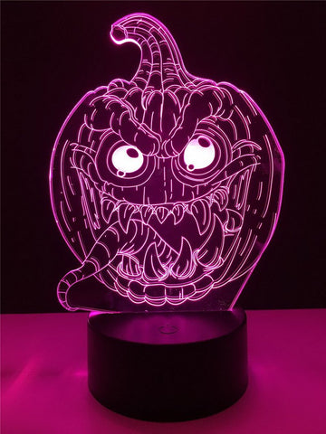 Image of Halloween Scared Pumpkin 3D Illusion Lamp Night Light