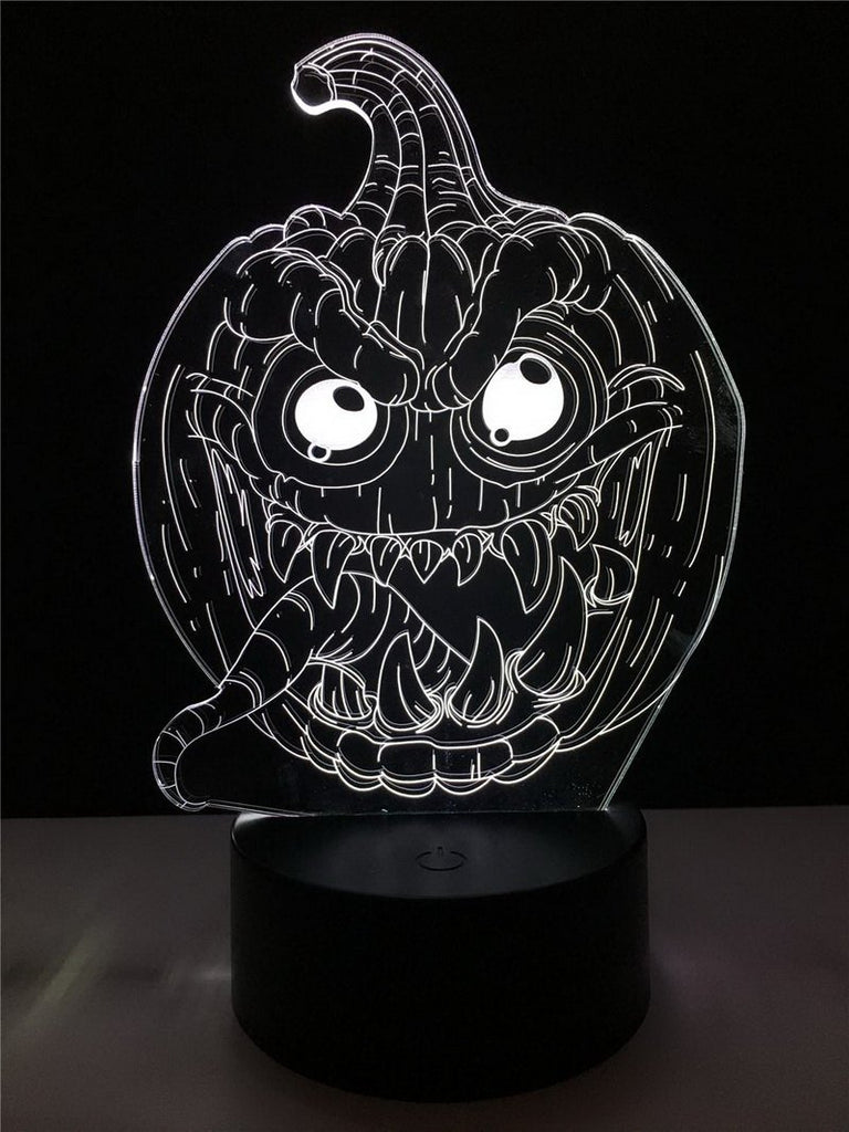 Halloween Scared Pumpkin 3D Illusion Lamp Night Light