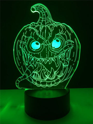Image of Halloween Scared Pumpkin 3D Illusion Lamp Night Light