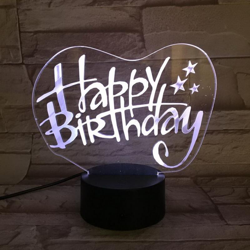 Happy Birthday 3D Illusion Lamp Night Light