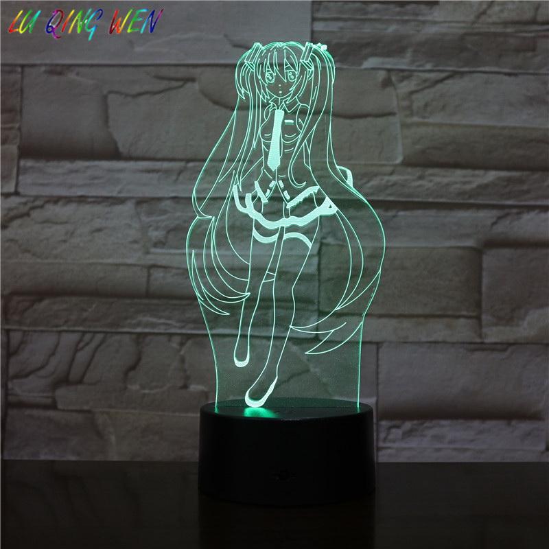 Hatsune Miku Figure 3D Illusion Lamp Night Light