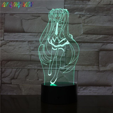 Image of Hatsune Miku Figure 3D Illusion Lamp Night Light