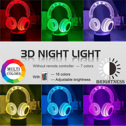 Image of Headset 01 3D Illusion Lamp Night Light