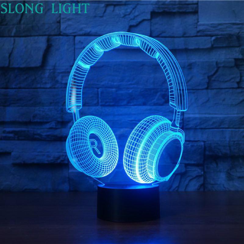 Headset DJ Illlusion Studio Monitor hifi Music Earphone Headphone 3D Illusion Lamp Night Light