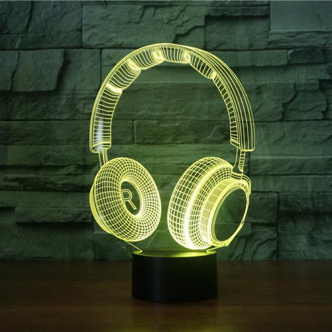Image of Headset DJ Illlusion Studio Monitor hifi Music Earphone Headphone 3D Illusion Lamp Night Light