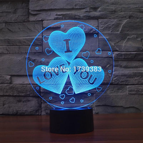 Image of HEART I LOVE YOU 3D Illusion Lamp Night Light