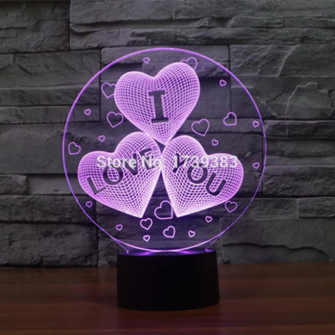 Image of HEART I LOVE YOU 3D Illusion Lamp Night Light