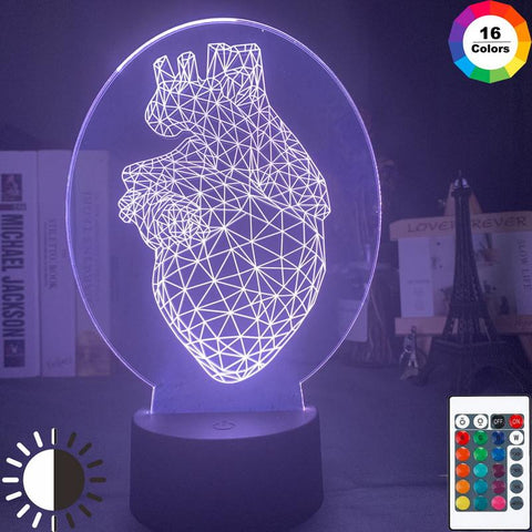 Image of Heart Triangle Design 3D Illusion Lamp Night Light