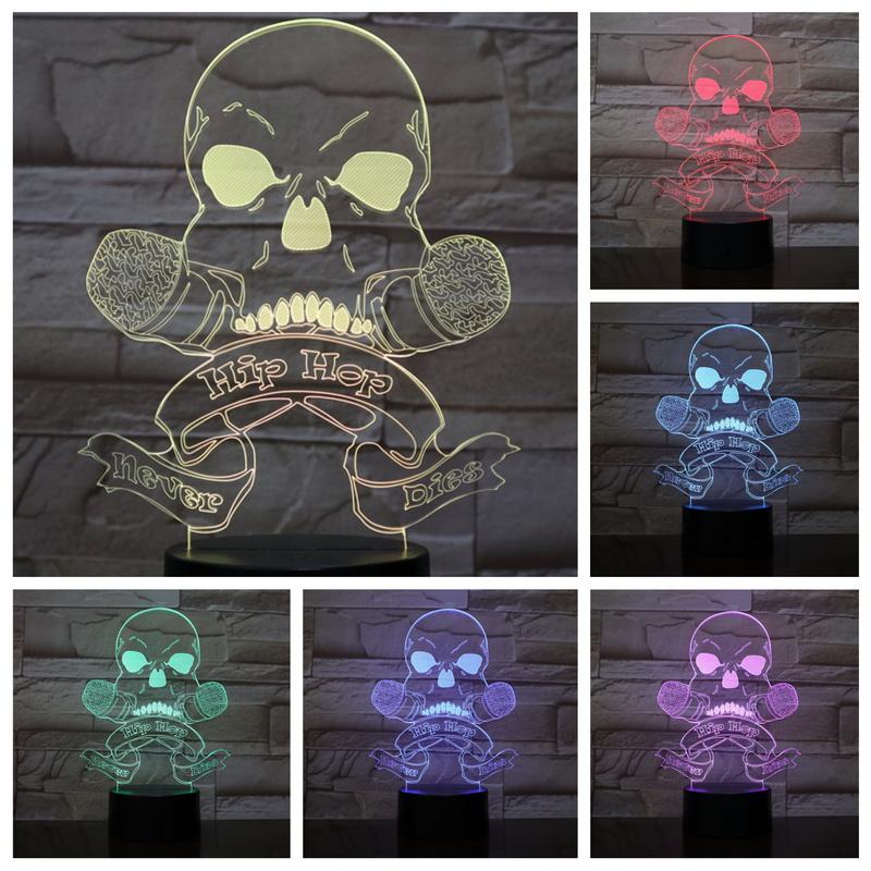 Hip Hop Skull 3D Illusion Lamp Night Light