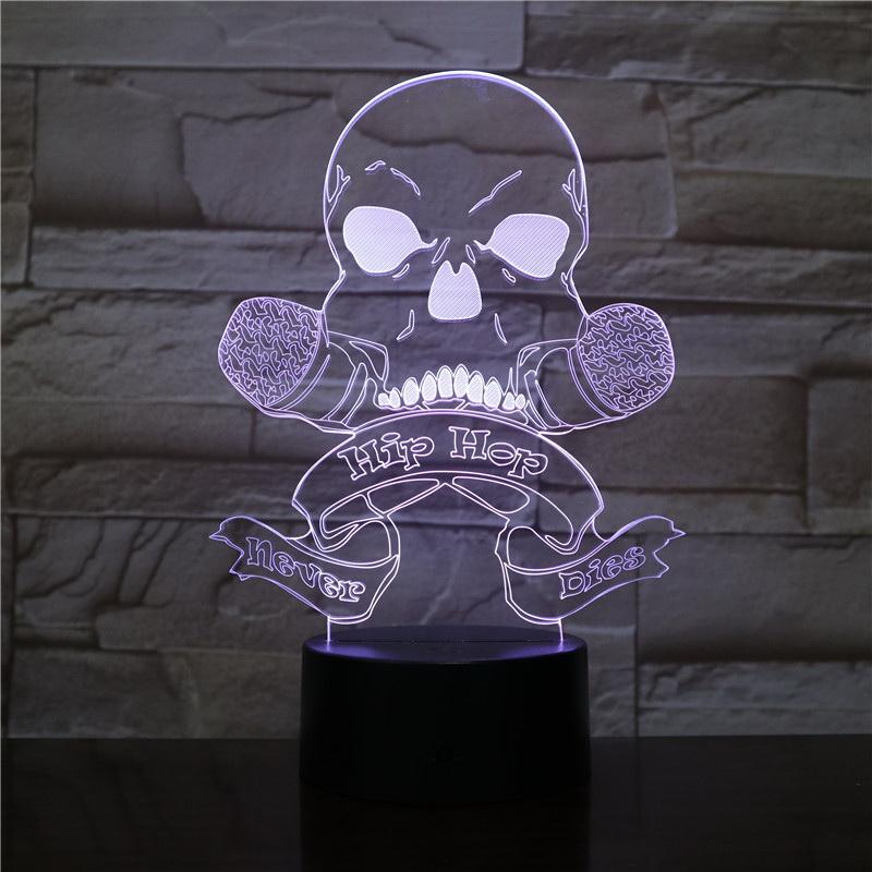 Hip Hop Skull 3D Illusion Lamp Night Light