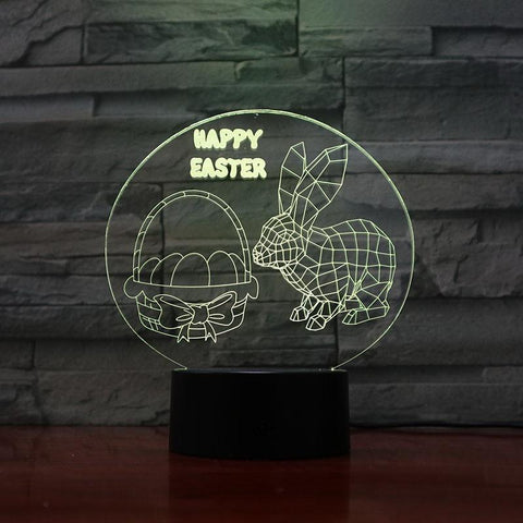 Image of Holiday Easter Rabbit 3D Illusion Lamp Night Light