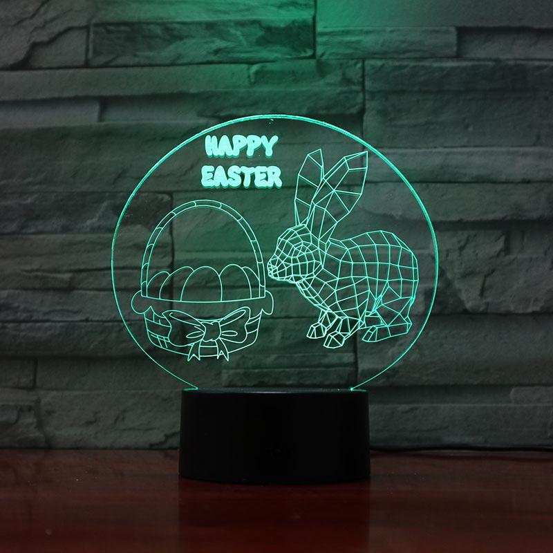 Holiday Easter Rabbit 3D Illusion Lamp Night Light