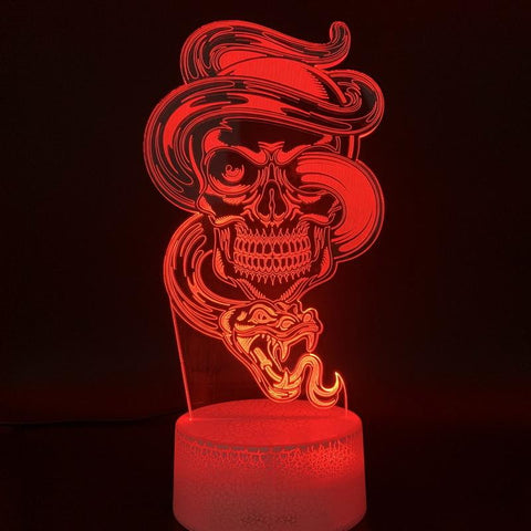 Image of Holiday Festival Table Skull and Snake 3D Illusion Lamp Night Light