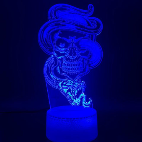 Image of Holiday Festival Table Skull and Snake 3D Illusion Lamp Night Light