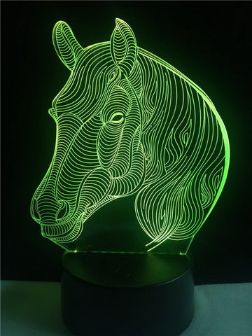 Image of Horse Head 3D Illusion Lamp Night Light