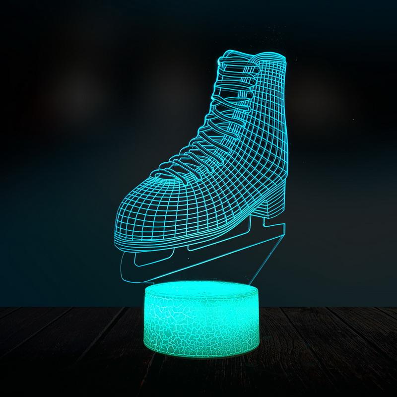 Ice Skate Shoe Style 3D Illusion Lamp Night Light