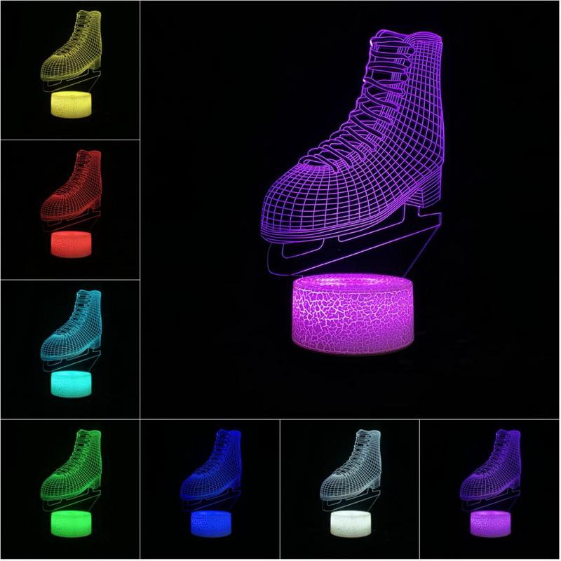 Ice Skate Shoe Style 3D Illusion Lamp Night Light