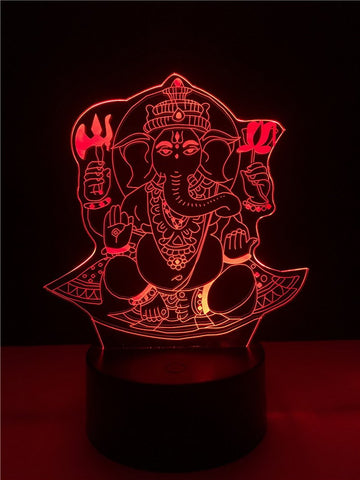 Indian Thailand Elephant Buddha 3D Illusion Lamp Night Light