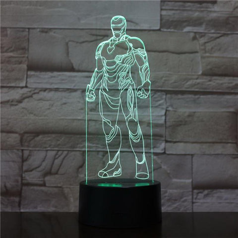 Image of Iron Man Action Figure 3D Illusion Lamp Night Light