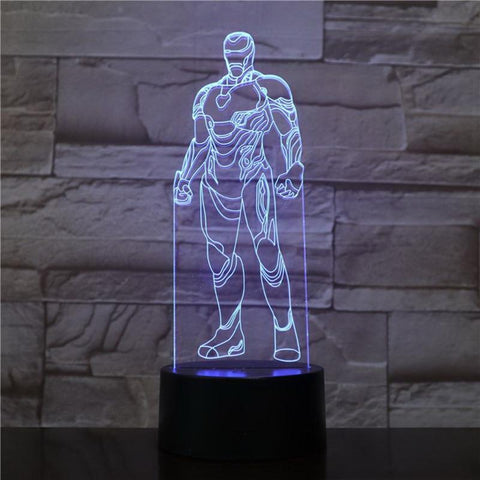 Image of Iron Man Action Figure 3D Illusion Lamp Night Light