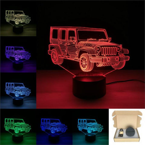 Image of Jeep Car Style 3D Illusion Lamp Night Light